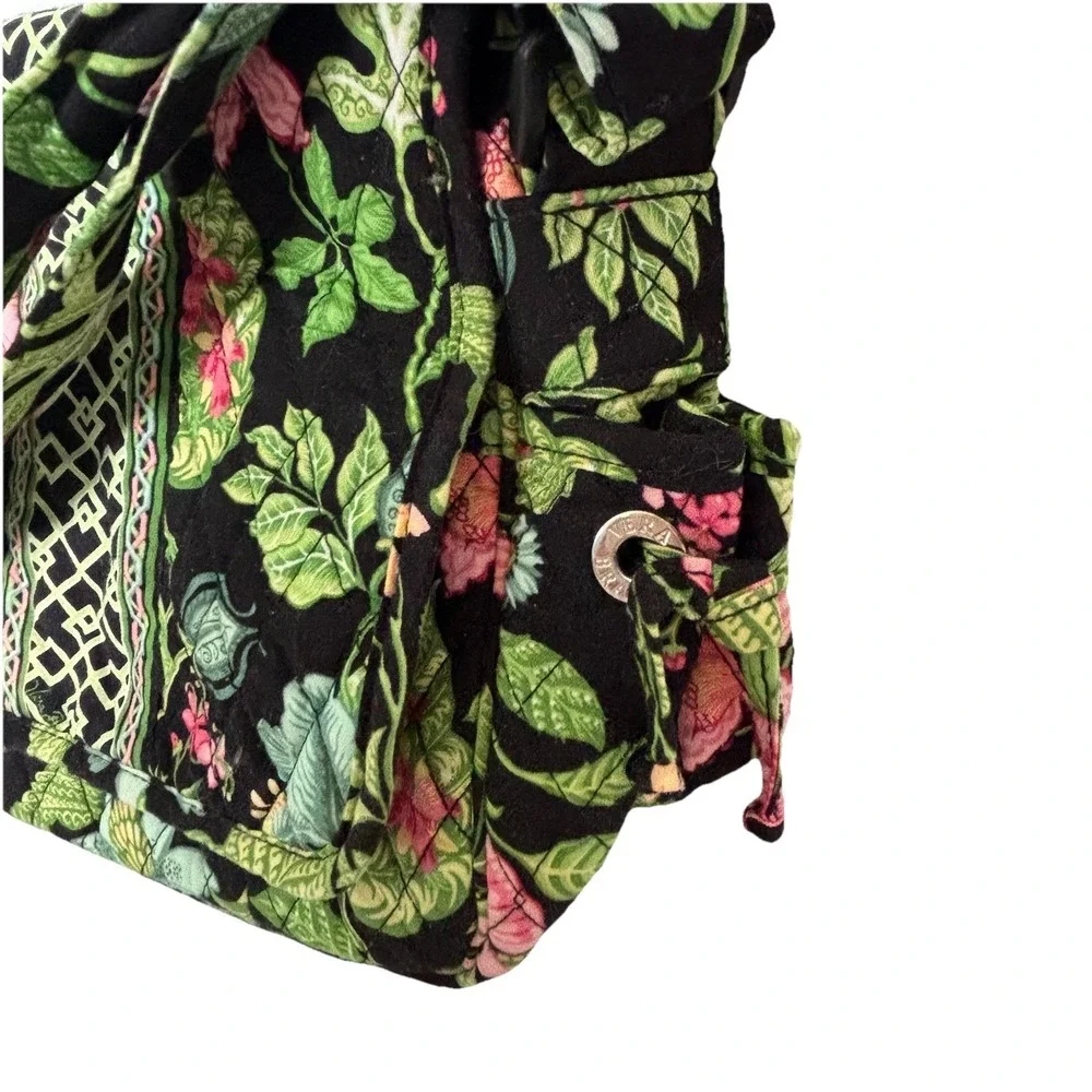 Vera Bradley Lindsay Botanica Crossbody Bag Green Black Floral‎ Shoulder Purse